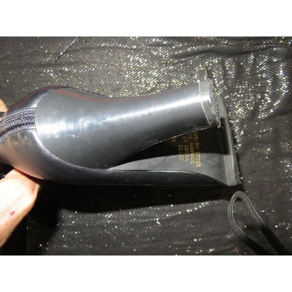 Newport News Easy Style Black Leather Buckle Embellished Heeled Ankle Booties 8 - Picture 11 of 16